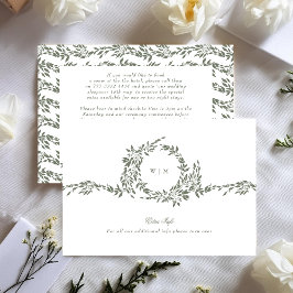 Wreath Monogram Sage Green Elegant Hochzeitsdetail Begleitkarte