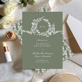 Wreath Monogram Sage Green Wedding Reception Begleitkarte