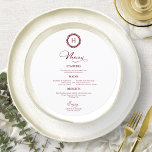 Wreath Monogram Wedding Menu Cards Burgundy Menükarte<br><div class="desc">Eine schicke Kalligraphy Wedding Menu Card. I do offer a free customisation service,  if you have any anfragen or special requests,  please feel free to contact me.</div>