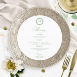 Wreath Monogram Wedding Menu Cards Grüne Seite Menükarte<br><div class="desc">Eine schicke Kalligraphy Wedding Menu Card. I do offer a free customisation service,  if you have any anfragen or special requests,  please feel free to contact me.</div>