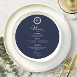 Wreath Monogram Wedding Menu Cards Navy Blue Menükarte<br><div class="desc">Eine schicke Kalligraphy Wedding Menu Card. I do offer a free customisation service,  if you have any anfragen or special requests,  please feel free to contact me.</div>