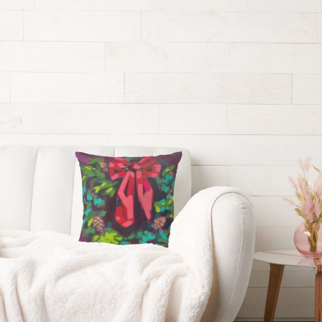 Wreath Painting - Holiday Decor and Gifts Kissen (Liege)