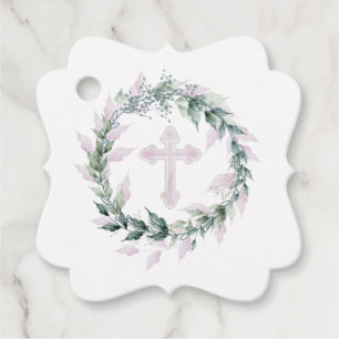 Wreath Pink Cross Kommunion Taufe Christening Geschenkanhänger