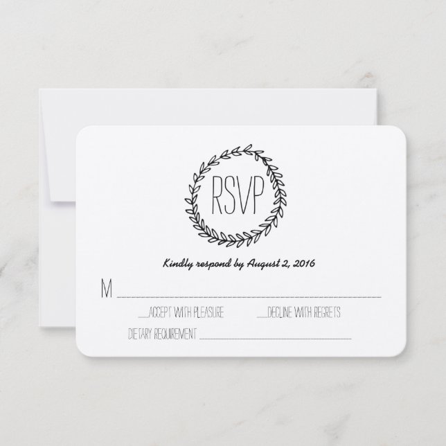 Wreath Rustic Kraft UAWG RSVP Karte (Vorderseite)