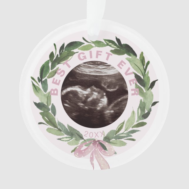 Wreath Ultrasound Foto Bestes Geschenk Pink Weihna Ornament (Vorderseite)