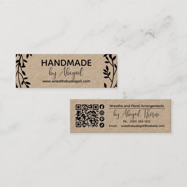 Wreath Vines Handmade | Handgefertigte Visitenkart Mini Visitenkarte (Vorne/Hinten)