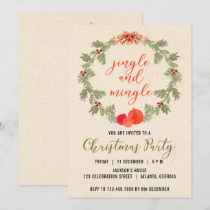 Wreath Vintage Weihnachts-Party Einladung