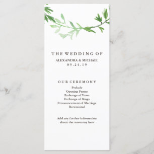 Wreath Wedding Programme für grüne botanische Blät