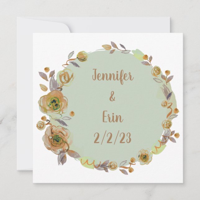 Wreath Wedwers Floral Vector Vielen Dank Einladung (Vorderseite)