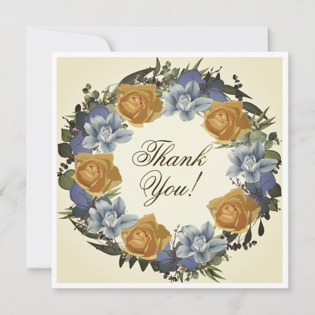 Wreath Wedwers Floral Vector Vielen Dank Einladung (Vorderseite)