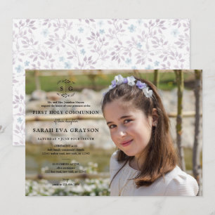 Wreathed Initials - Dunkle erste heilige Kommune Einladung