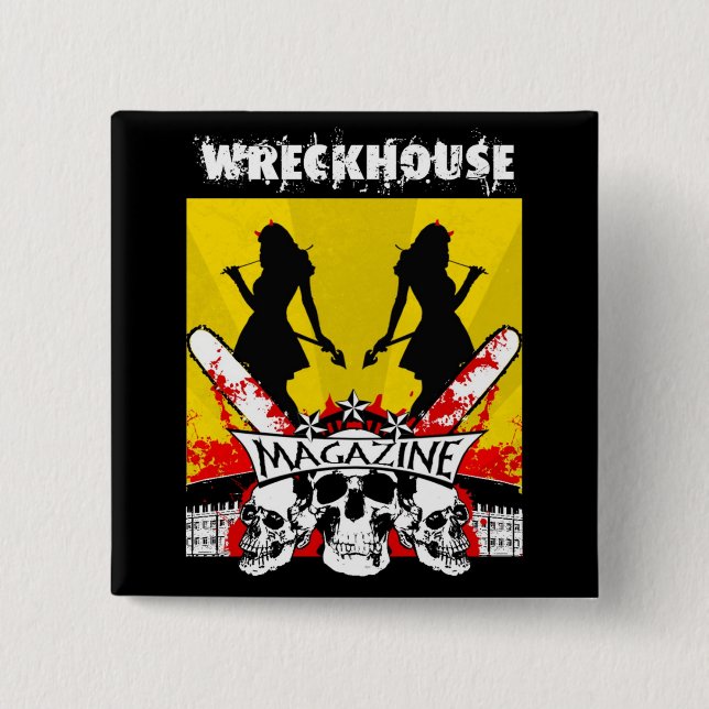 Wreckhouse Teufel-Mädchen-quadratischer Knopf Button (Vorderseite)