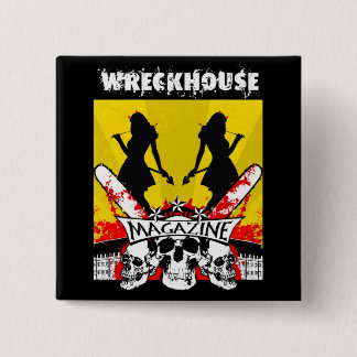 Wreckhouse Teufel-Mädchen-quadratischer Knopf Button