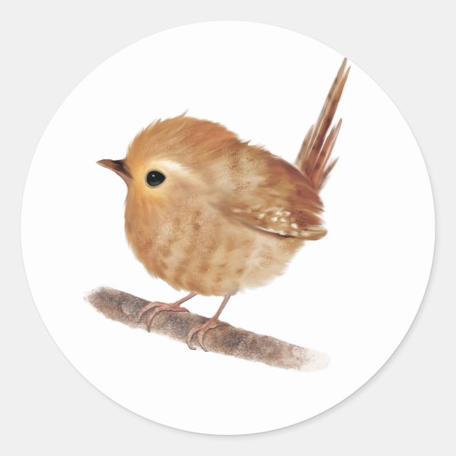 Wren Bird Personalisiert Runder Aufkleber (Vorderseite)