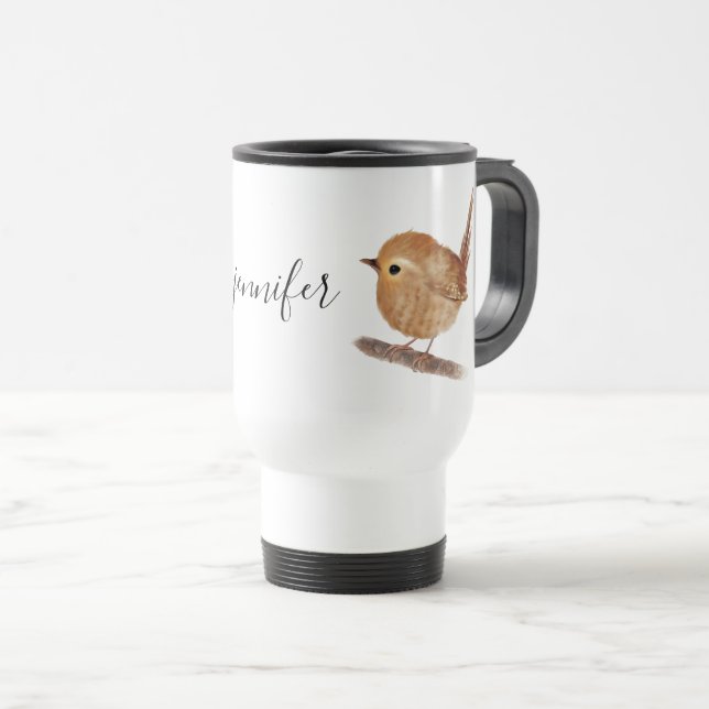Wren Bird Personalisiert Travel Mug Reisebecher (VorderseiteRechts)