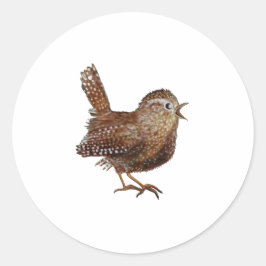 Wren Bird singt laut und schön Runder Aufkleber