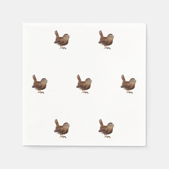 Wren Bird singt laut und schön Serviette (Vorderseite)