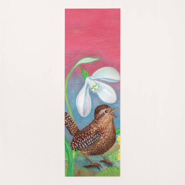 Wren Bird & Snowdrop & Spring Yogamatte (Rückseite)