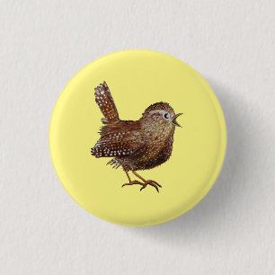 Wren Bird (Troglodytes Troglodytes) Button