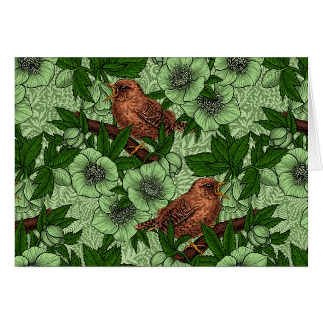Wren und Hellebore, hellgrün (Vorderseite (Horizontal))