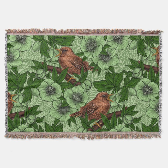 Wren und Hellebore, hellgrün Decke (Vorderseite)