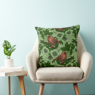 Wren und Hellebore, hellgrün Kissen