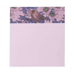Wren und Hellebore, rosa und violett Notizblock