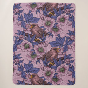 Wren und Hellebore, rosa und violett Sherpadecke