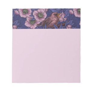 Wren und Hellebore, violett und rosa Notizblock