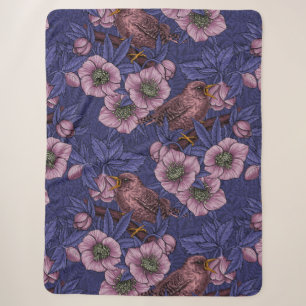 Wren und Hellebore, violett und rosa Sherpadecke
