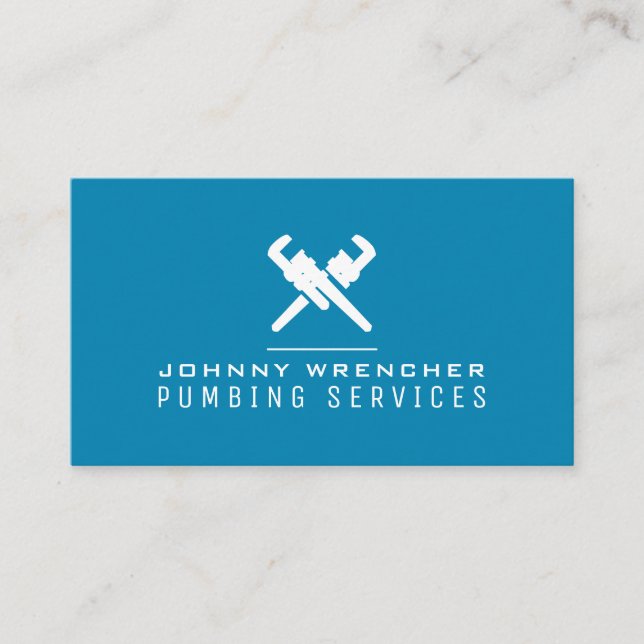 Wrench Logo minimalistisch blau  Visitenkarte (Vorderseite)