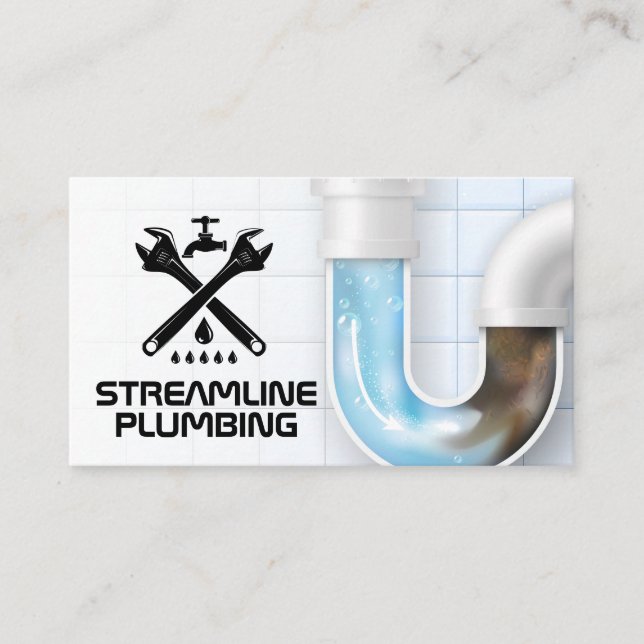 Wrenches Faucet-Tropfen-Logo | Kuppel Visitenkarte (Vorderseite)