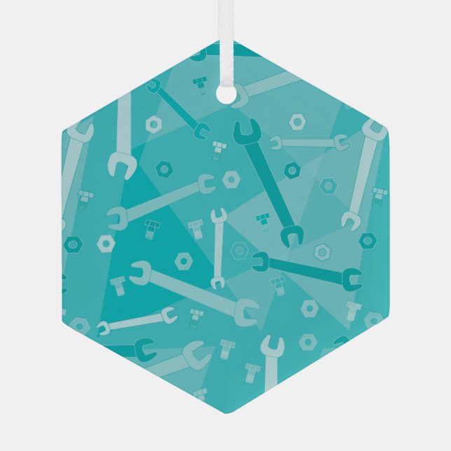 Wrenches, Nuts und Bolzen Ornament Aus Glas (Rückseite)