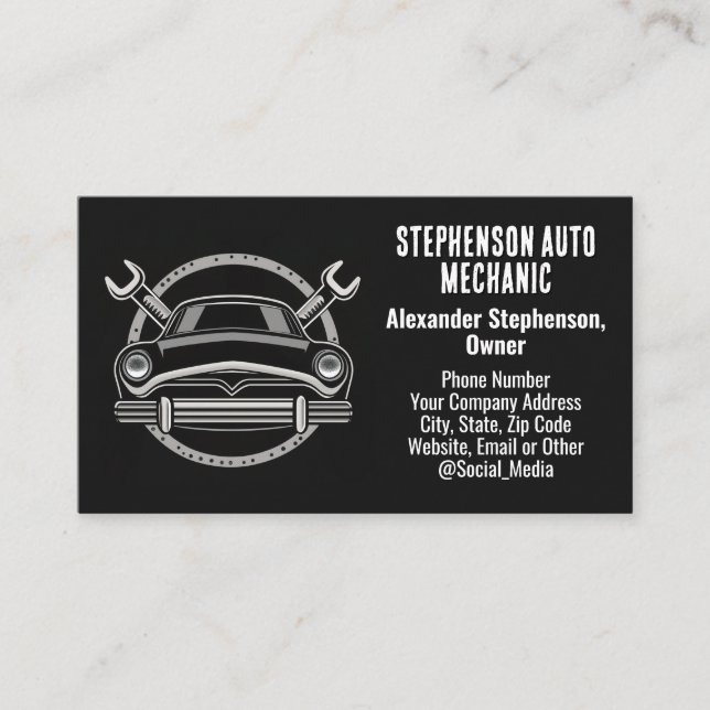 Wrenches Vintage Car Auto Mechanik Visitenkarte (Vorderseite)