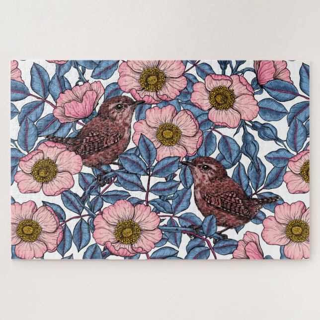 Wrens in den Rose (Horizontal)