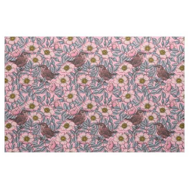 Wrens in den Rose Stoff (Fat Quarter (45,7 x 55,9 cm))