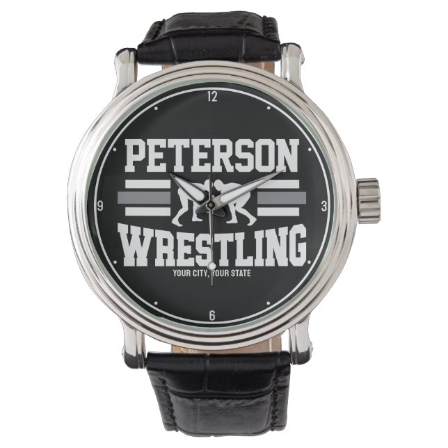 Wrestler ADNAME School Athlete Wrestling Team Armbanduhr (Vorderseite)