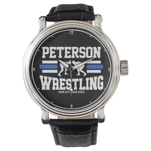 Wrestler ADNAME School Athlete Wrestling Team Armbanduhr (Vorderseite)