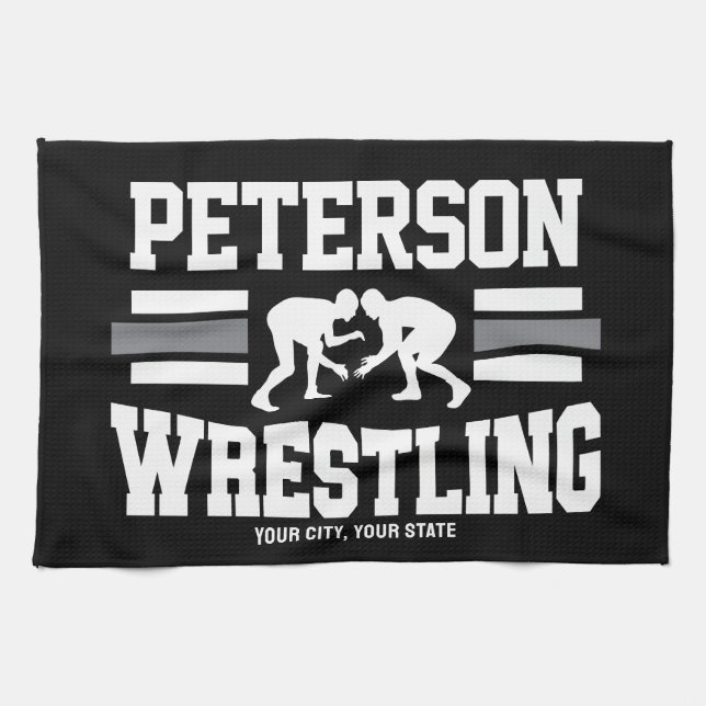 Wrestler ADNAME School Athlete Wrestling Team Geschirrtuch (Horizontal)