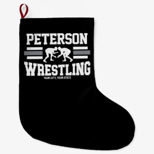 Wrestler ADNAME School Athlete Wrestling Team Großer Weihnachtsstrumpf