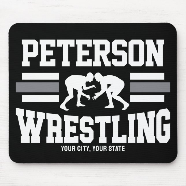 Wrestler ADNAME School Athlete Wrestling Team Mousepad (Vorne)