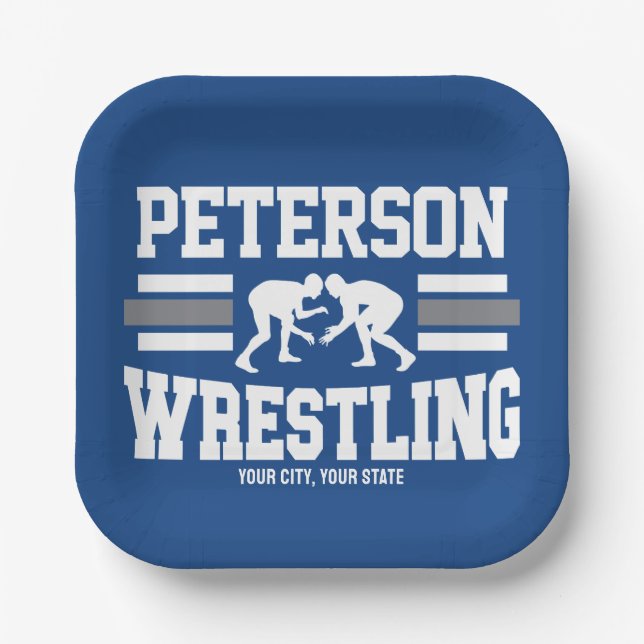 Wrestler ADNAME School Athlete Wrestling Team Pappteller (Vorderseite)