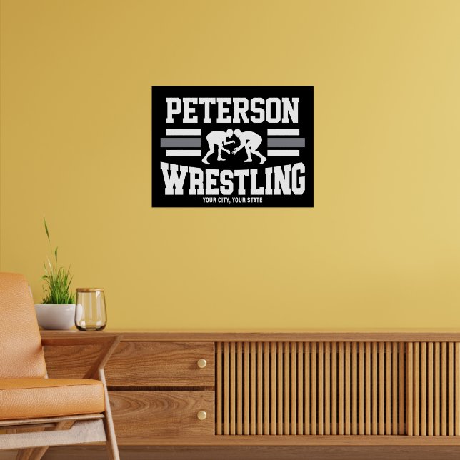 Wrestler ADNAME School Athlete Wrestling Team Poster (Wohnzimmer 2)
