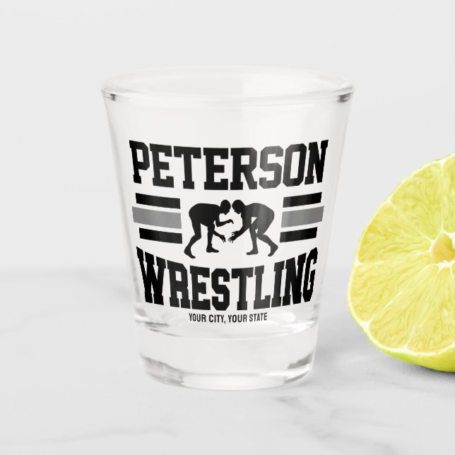 Wrestler ADNAME School Athlete Wrestling Team Schnapsglas (Vorderseite)