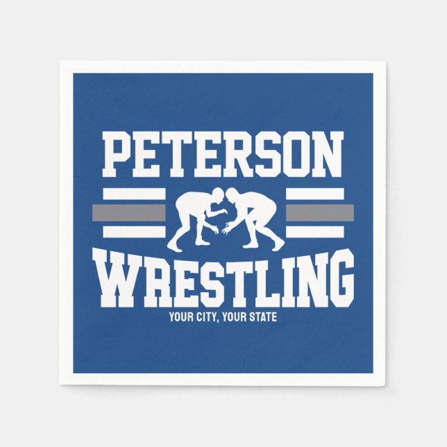 Wrestler ADNAME School Athlete Wrestling Team Serviette (Vorderseite)