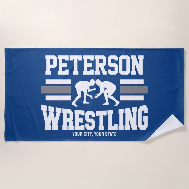 Wrestler ADNAME School Athlete Wrestling Team Strandtuch (Vorderseite)