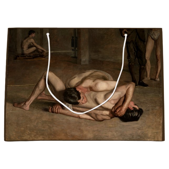 Wrestler (von Thomas Eakins) Große Geschenktüte (Vorderseite)