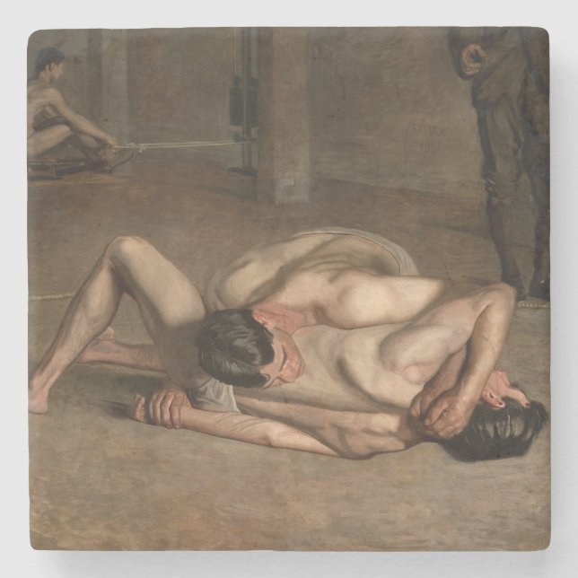 Wrestler (von Thomas Eakins) Steinuntersetzer (Vorderseite)