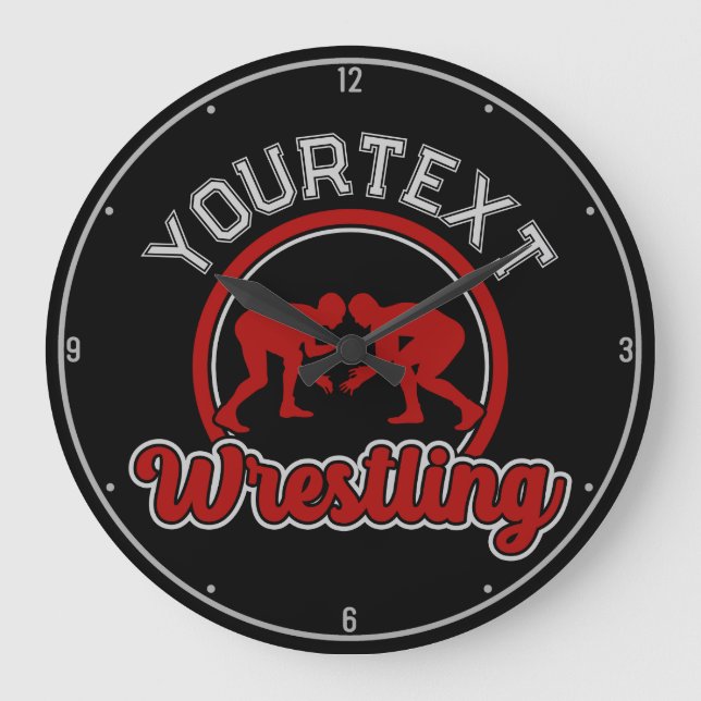Wrestling ADD NAME Grapple Champion Team Player Große Wanduhr (Vorderseite)