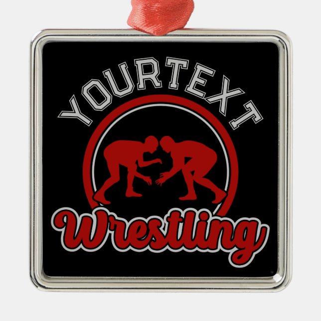 Wrestling ADD NAME Grapple Champion Team Player Ornament Aus Metall (Vorne)